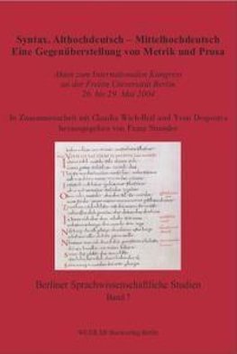 Syntax. Althochdeutsch - Mittelhochdeutsch