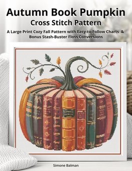 Autumn Book Pumpkin Cross Stitch Pattern