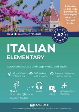 Learn Italian A2 elementary: structured course with app, video, and audio