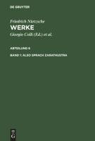 Nietzsche Werke, Band 1, Also sprach Zarathustra