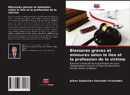 Blessures graves et mineures selon le lieu et la profession de la victime